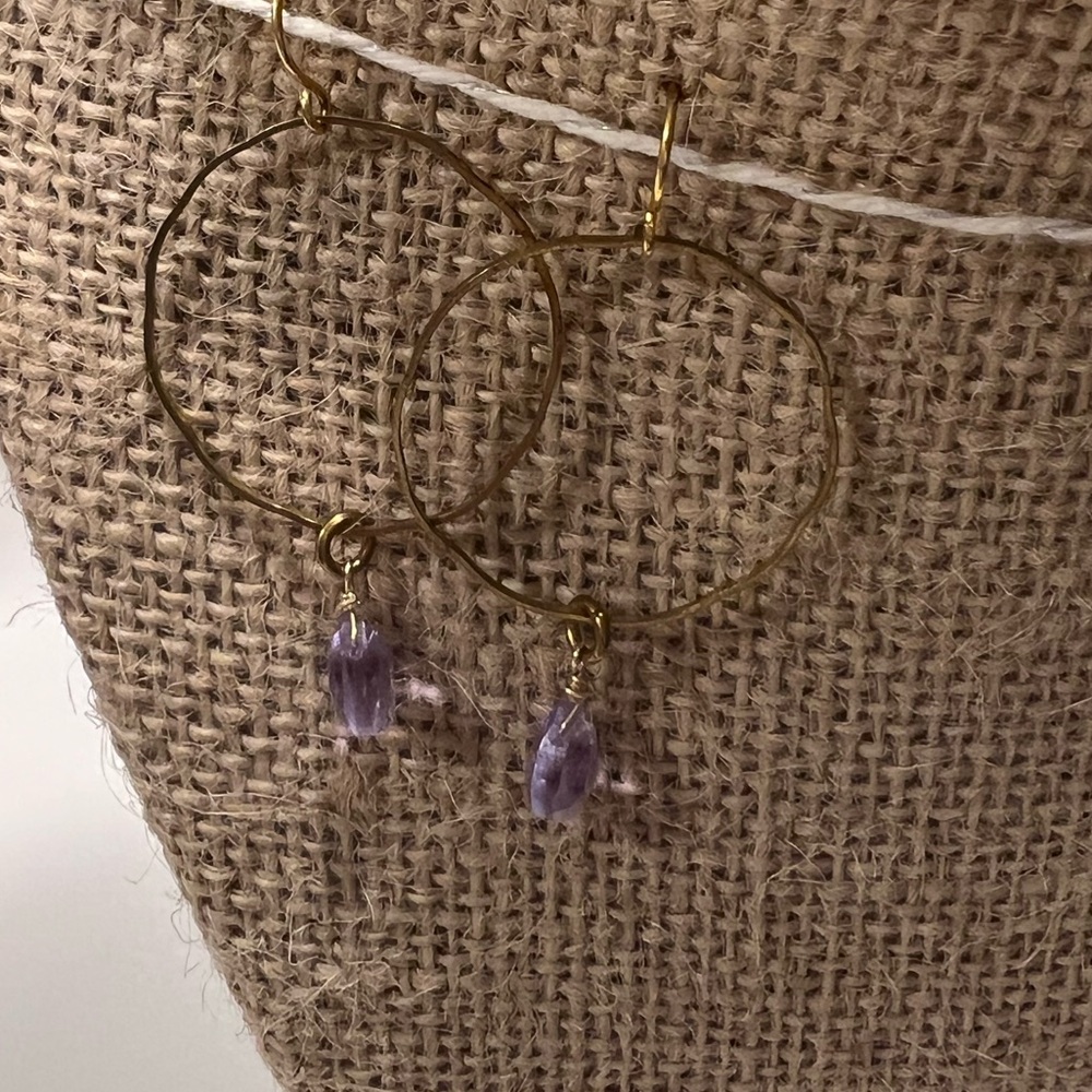 Elegant Gold Hoop Earrings with Purple Accents